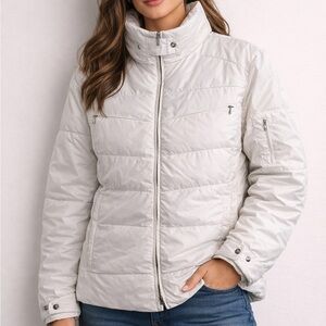 Lands’ End Women’s Goose Down Puffer Jacket White Size 1X 18-20 Like New
